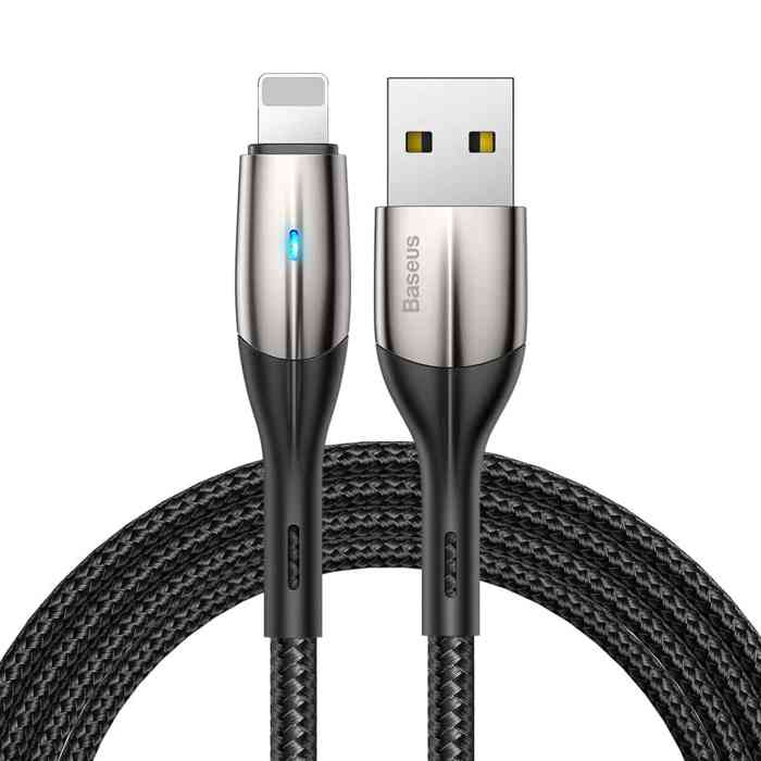 Baseus Horizontal Data Cable With An Indicator Lamp USB For iPhone 2.4A 1m cable